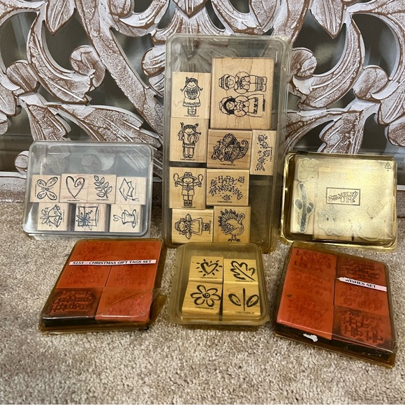 Stampin' Up! Other - Stampin’ Up Assorted Vintage Wooden Rubber Stamp Set 109 Pieces